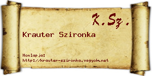 Krauter Szironka névjegykártya